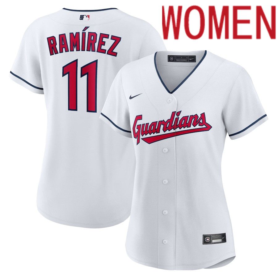 Women Cleveland Guardians #11 Jose Ramirez Nike White Home Replica Player MLB Jersey